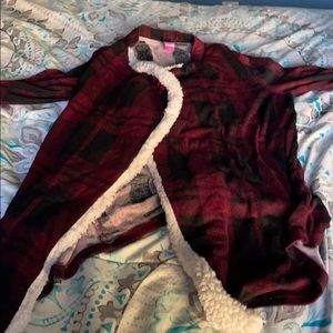 Maroon plaid cardigan